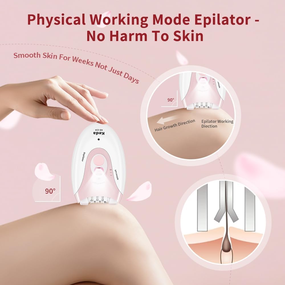 Facial Epilator with LED Light Two Speed Hair Removal Device A865