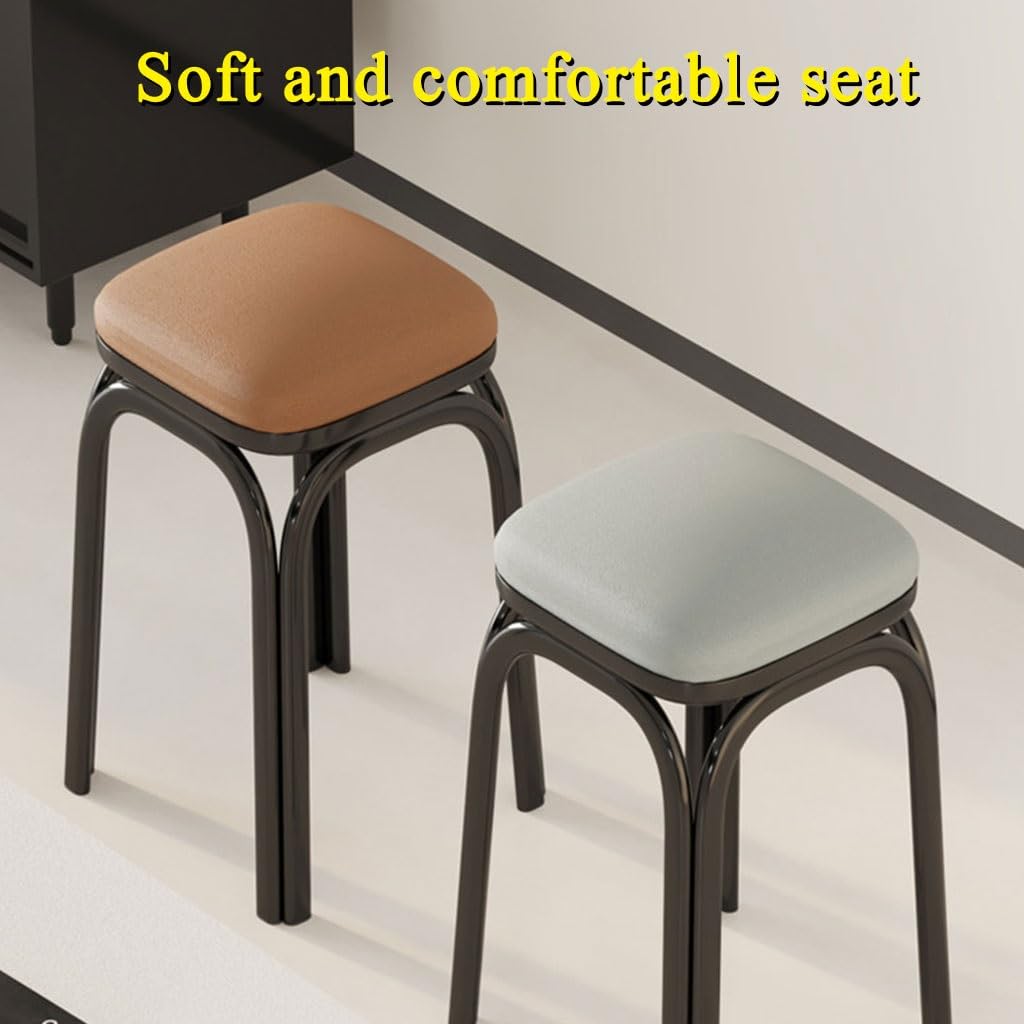 Light Grey Square Stacking Stools with Steel Legs T35966