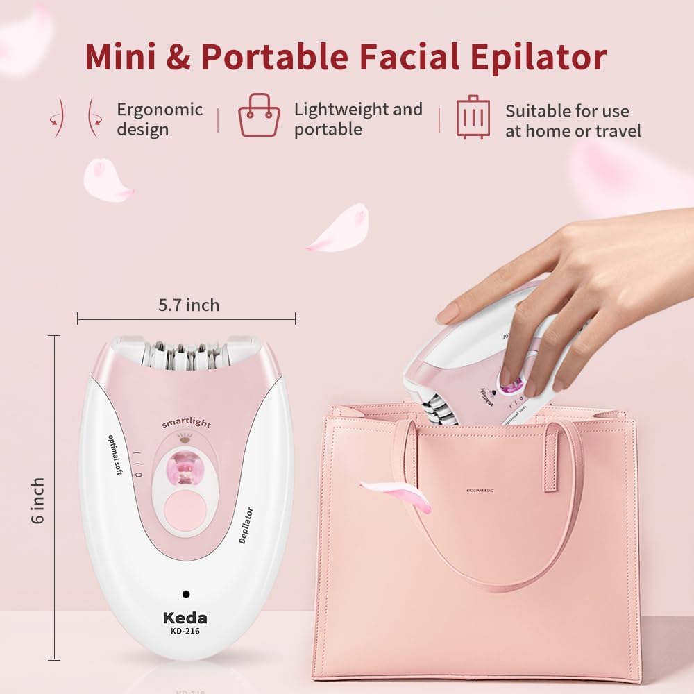 Facial Epilator with LED Light Two Speed Hair Removal Device A865