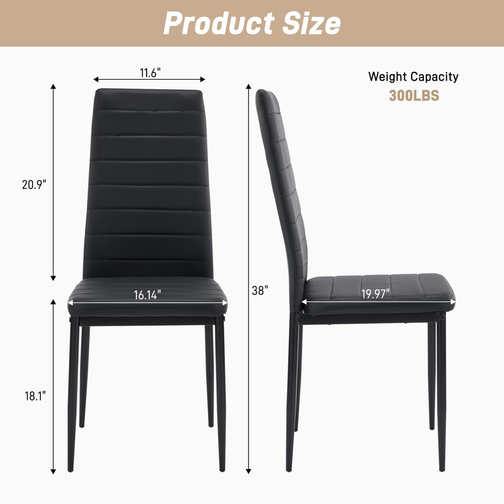 Black PU Leather Dining Chairs Set of 4 K803704