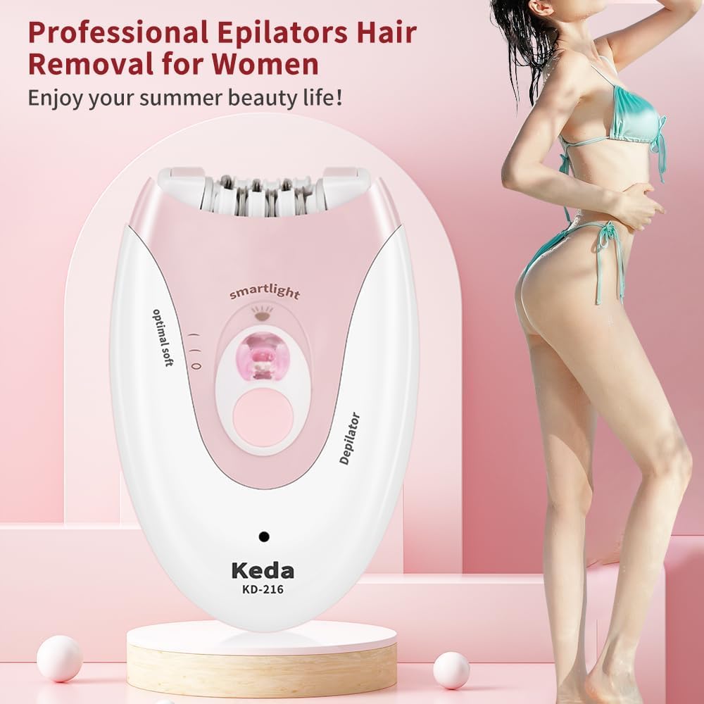 Facial Epilator with LED Light Two Speed Hair Removal Device A865