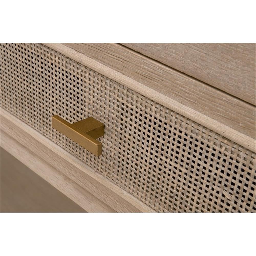 50.5 in Wide Solid Reclaimed Oak Wood and Cane Console Table V70971