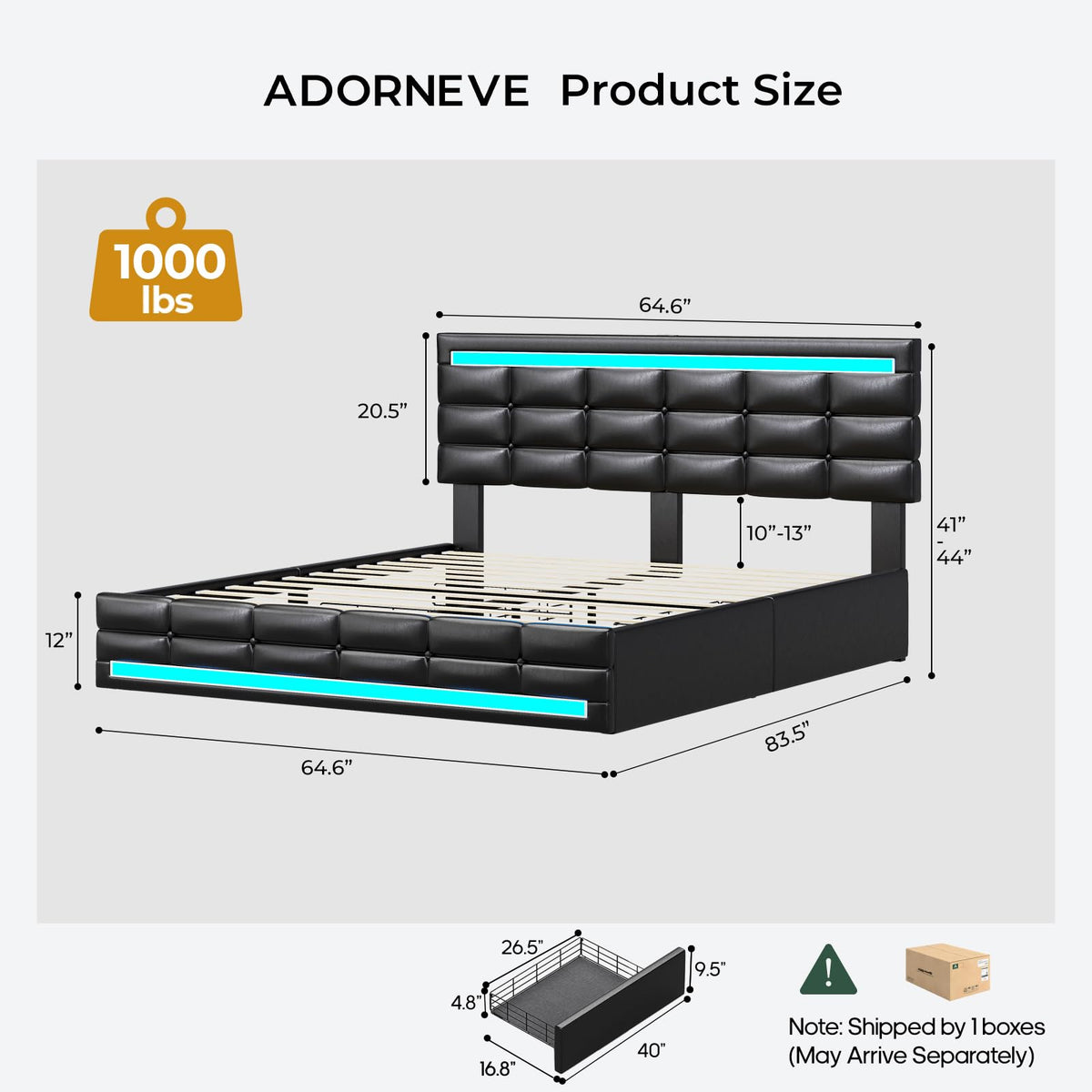 Queen Bed Frame with 4 Storage Drawers J346579