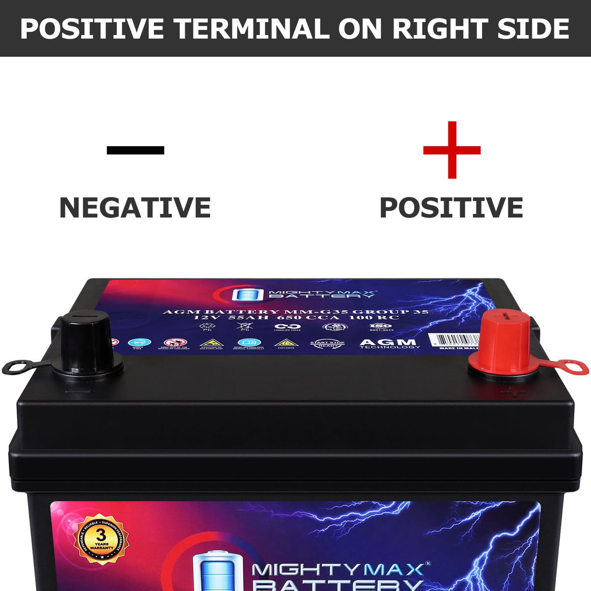 12V 55Ah AGM Replacement Battery V685