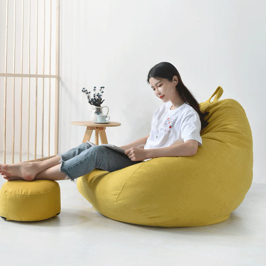 Washable Soft Bean Bag Chair Cover Only 110 * 120cm Yellow M17610