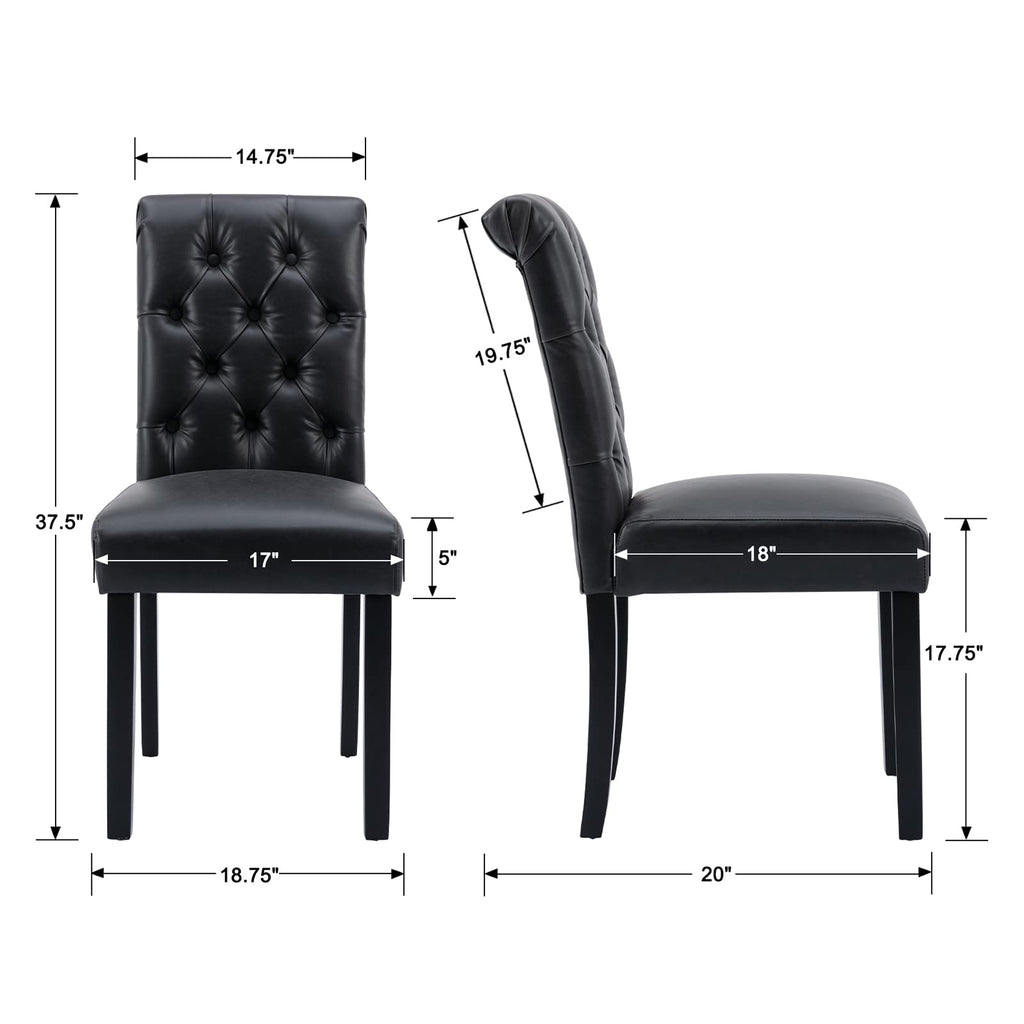 Black PU Leather Upholstered Dining Chairs Set of 4 X788760