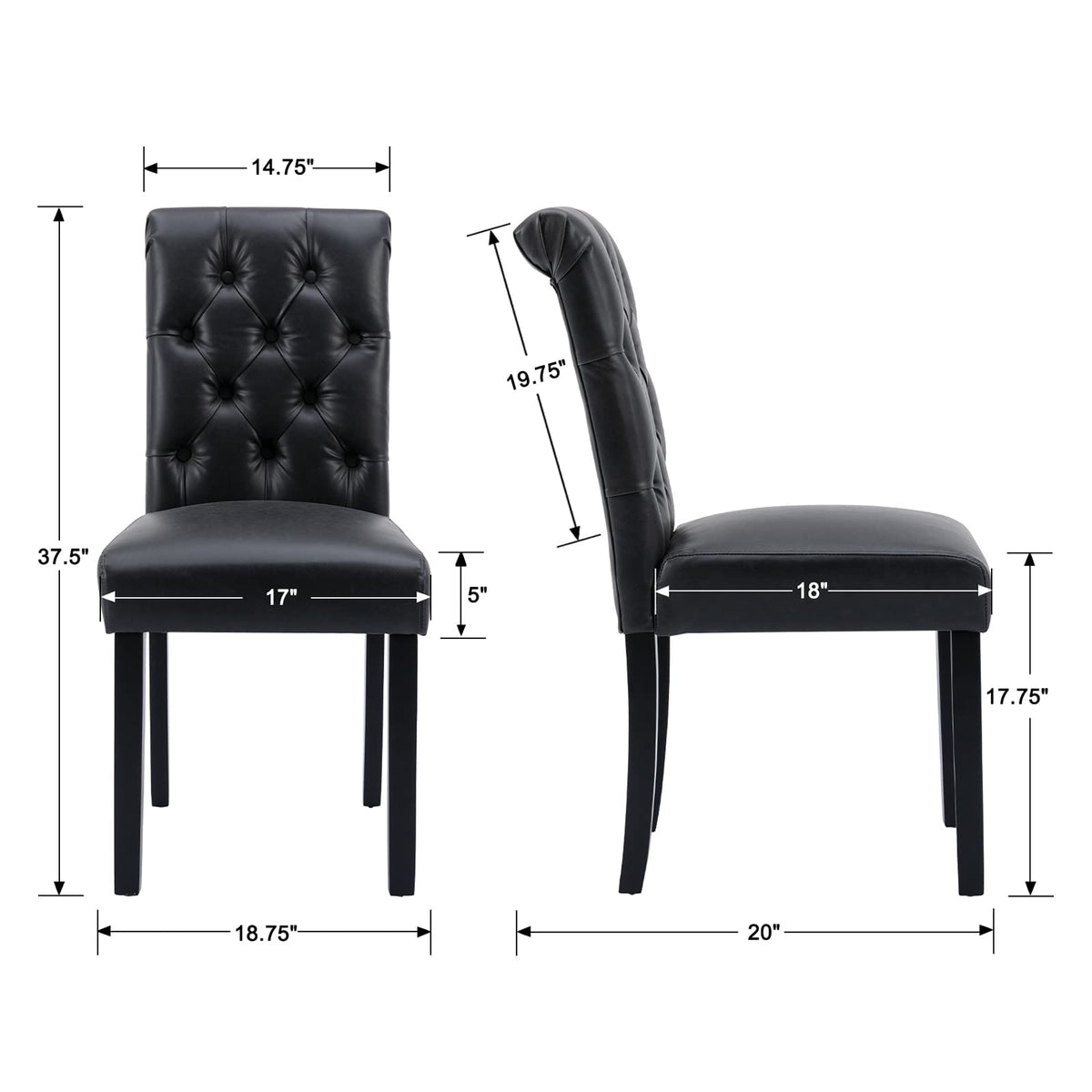 Black PU Leather Upholstered Dining Chairs Set of 4 X788760