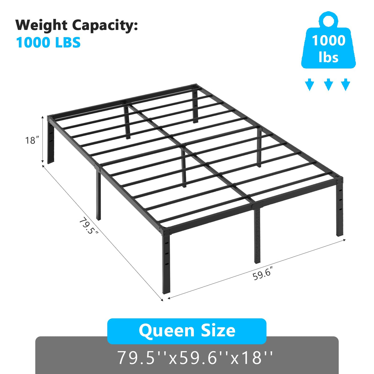 18 Inch Metal Queen Bed Frame D820695