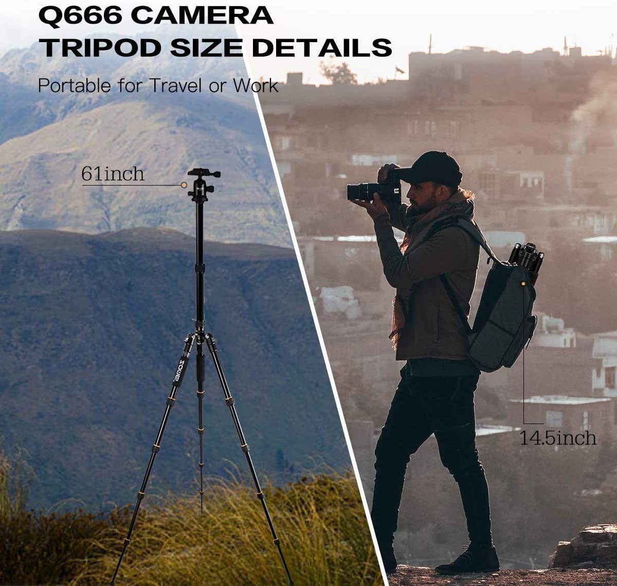Camera Tripod with Ball Head Quick Release Plate and Carrying Case V774491
