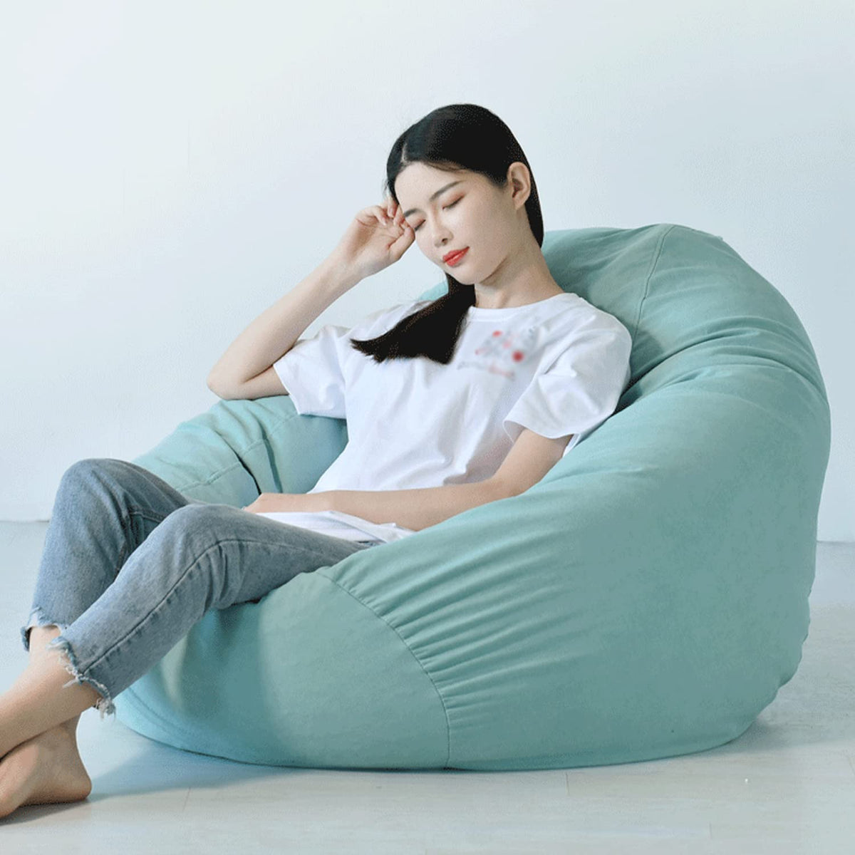 Washable Soft Bean Bag Chair Cover Only 110 * 120cm Yellow M17610