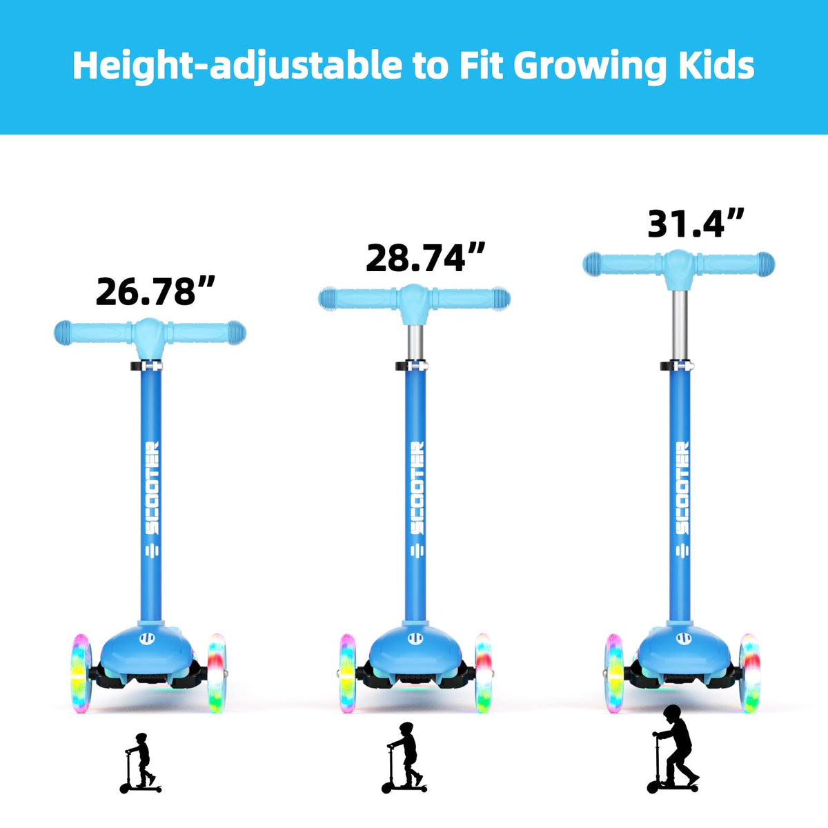 3-Wheel Kids Scooter with Light-Up Wheels K52065