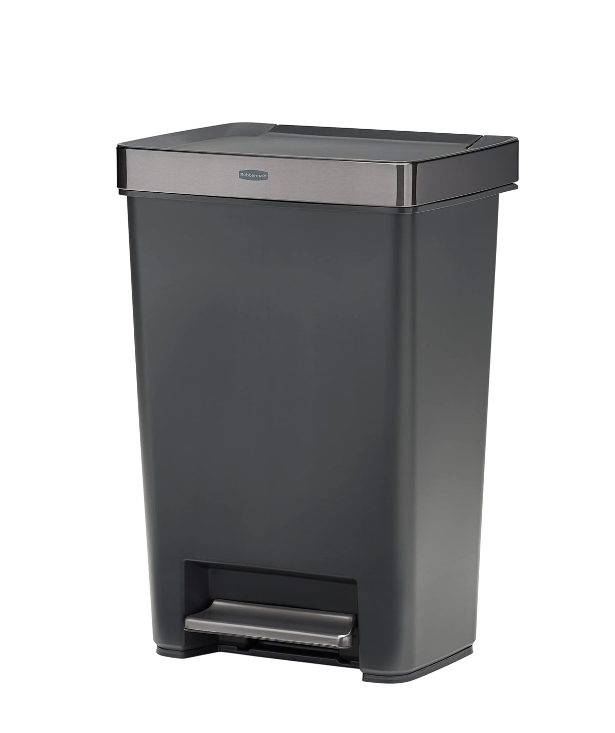 12.4 Gallon Charcoal Step-On Trash Can with Stainless Steel Rim Q1511