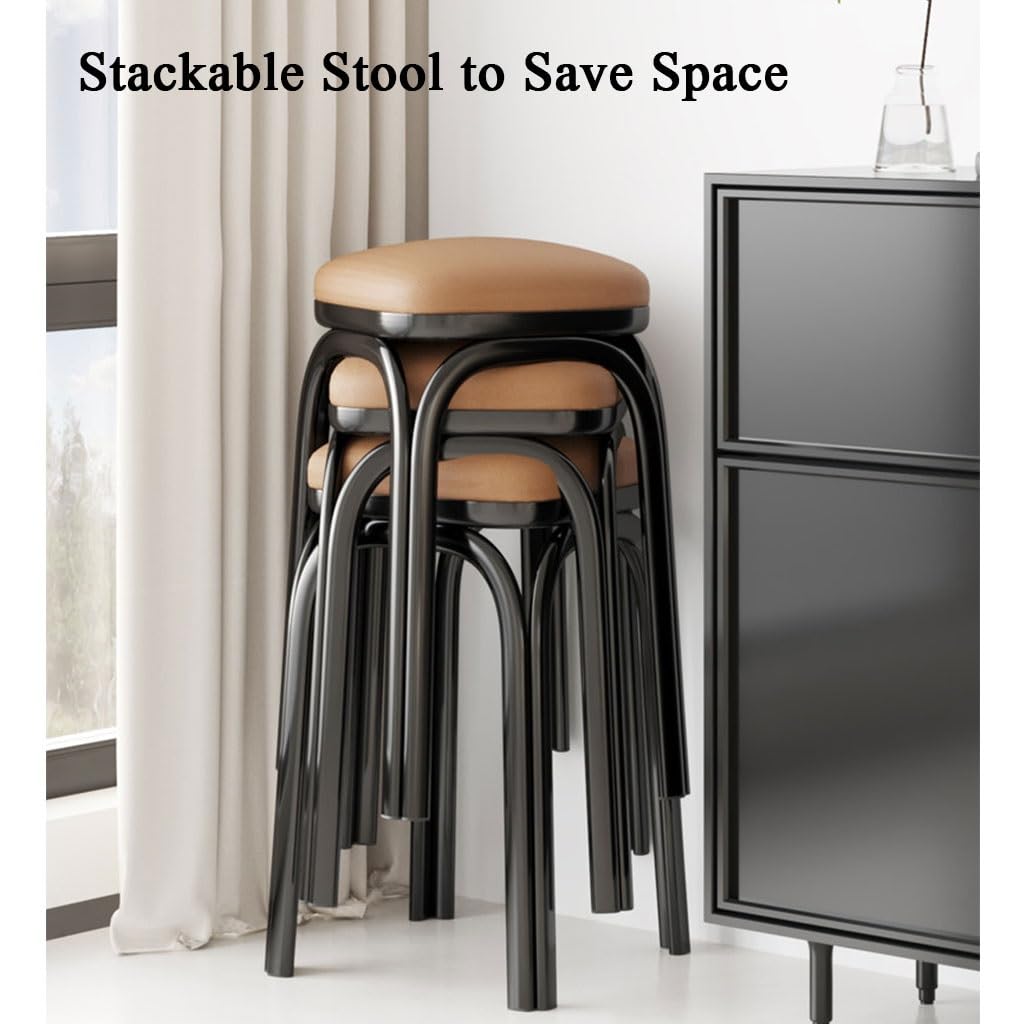 Light Grey Square Stacking Stools with Steel Legs T35966