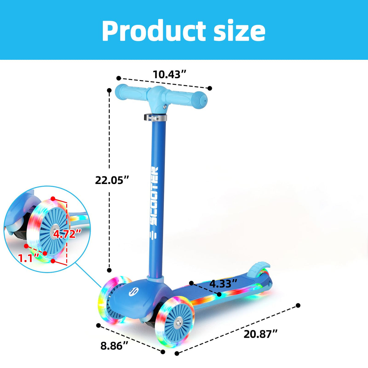 3-Wheel Kids Scooter with Light-Up Wheels K52065
