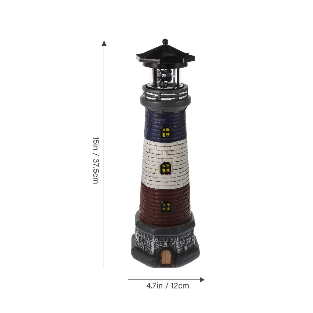 Solar Lighthouse Garden Lights Outdoor Waterproof Resin Statue Lamp U623394