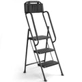 3-Step Ladder with Anti-Slip Platform, 330 lbs Capacity, Steel Frame K555207
