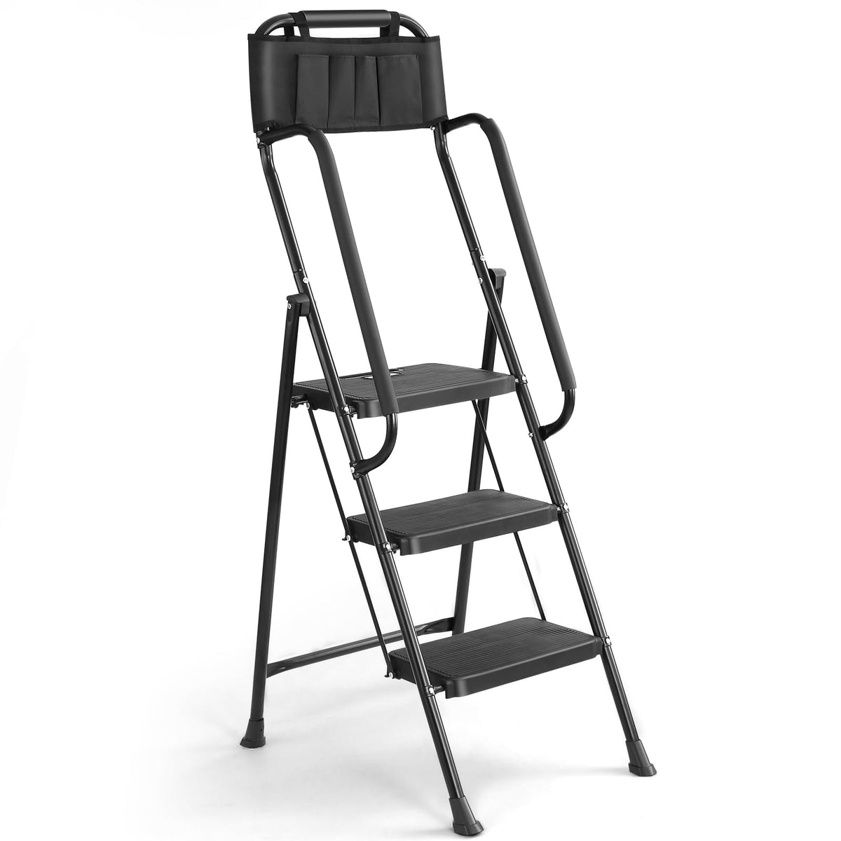 3-Step Ladder with Anti-Slip Platform, 330 lbs Capacity, Steel Frame K555207