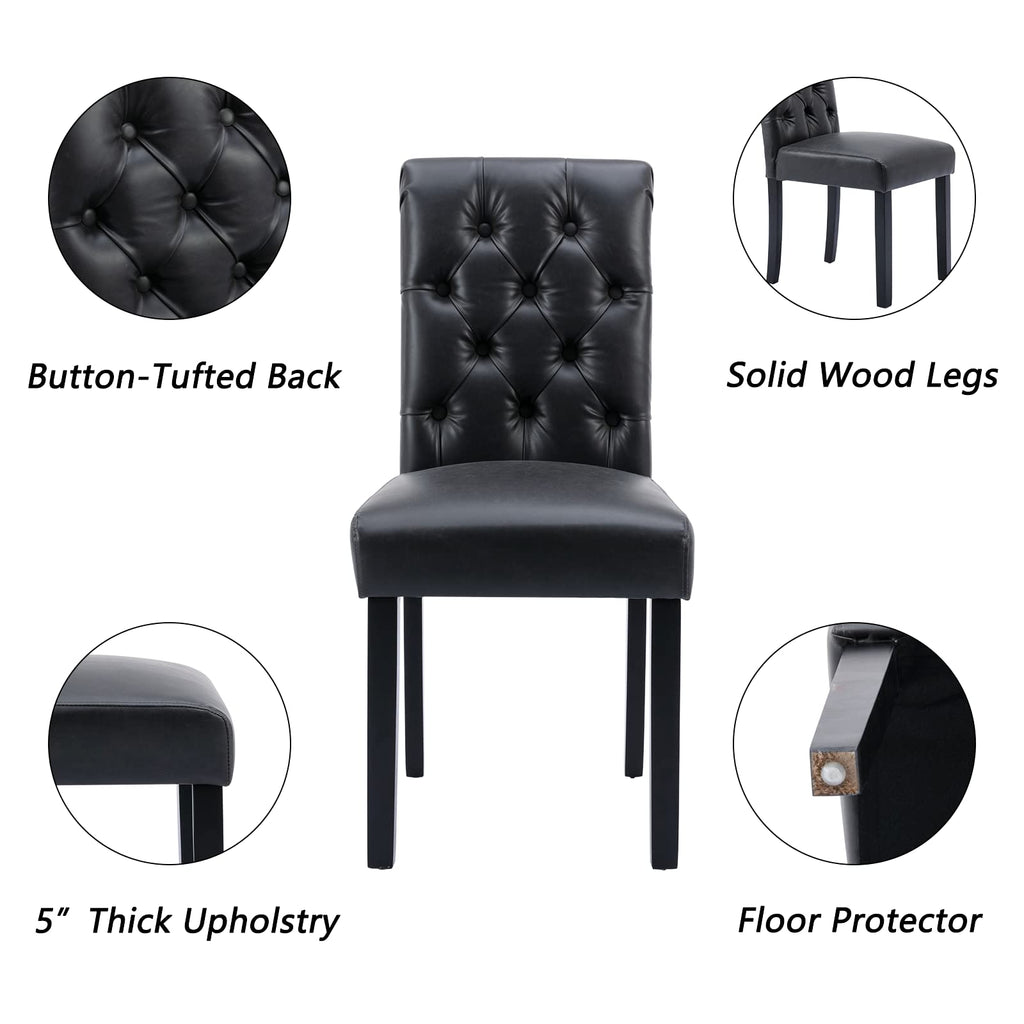 Black PU Leather Upholstered Dining Chairs Set of 4 X788760
