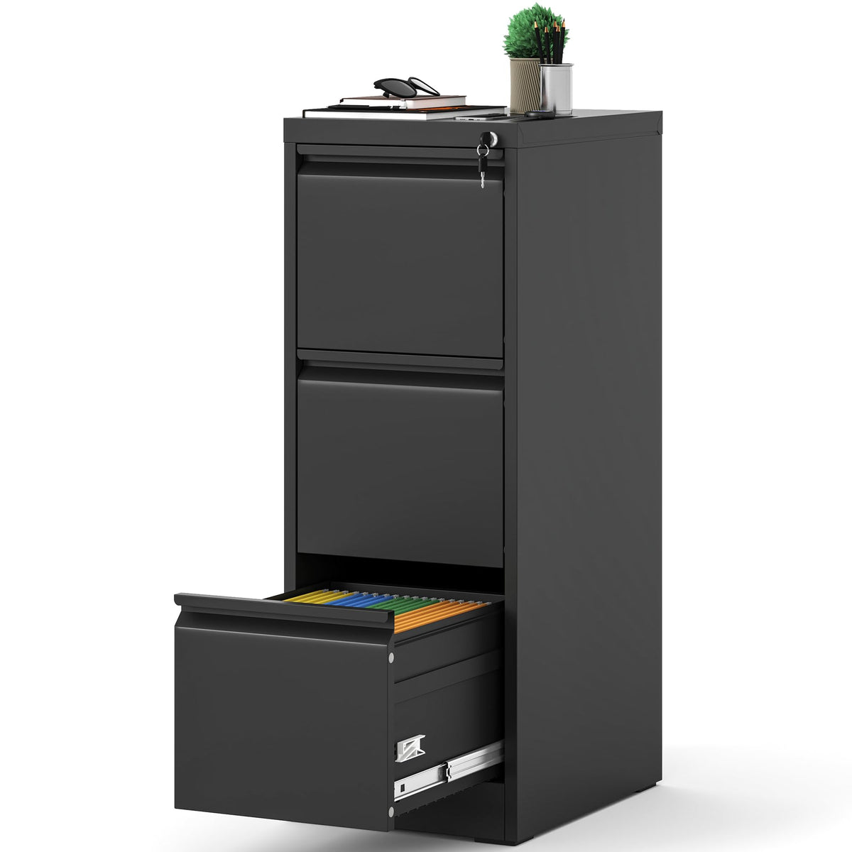 3 Drawer Metal File Cabinet with Lock V337