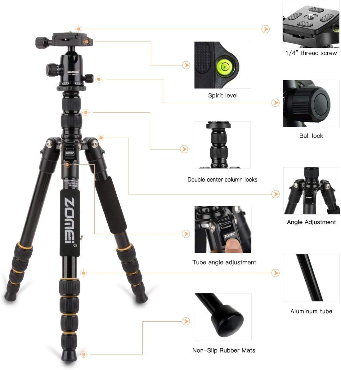 Camera Tripod with Ball Head Quick Release Plate and Carrying Case V774491
