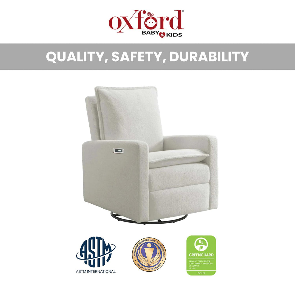 White Boucle Swivel Glider Recliner K77401
