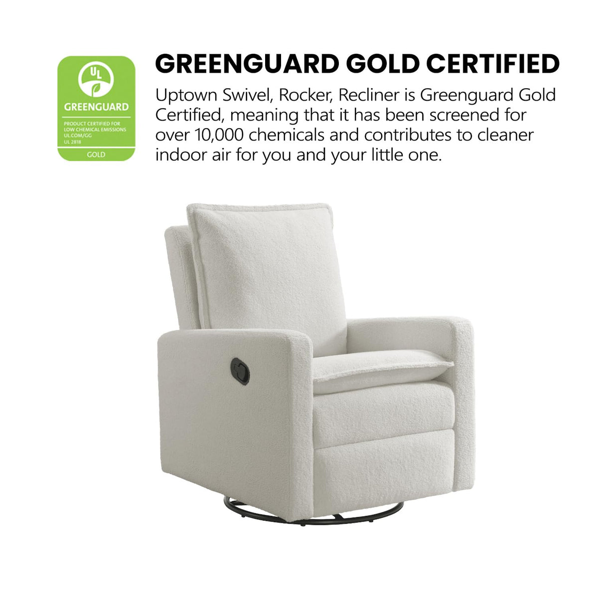 White Boucle Swivel Glider Recliner K77401