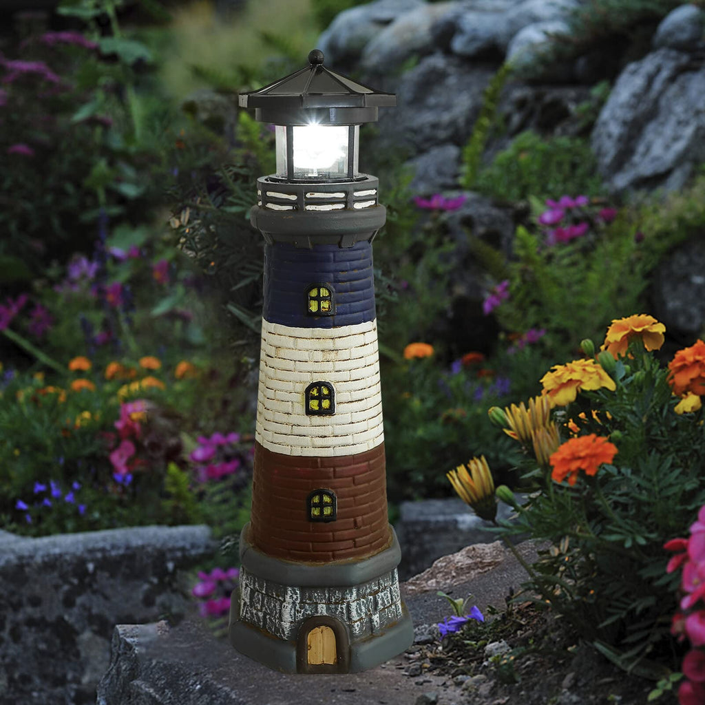 Solar Lighthouse Garden Lights Outdoor Waterproof Resin Statue Lamp U623394