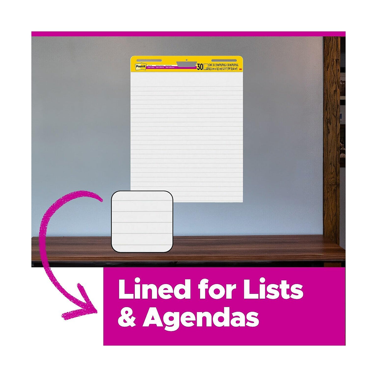 Lined Wall Easel Pad 25" x 30" 8 Pads/Pack F30852