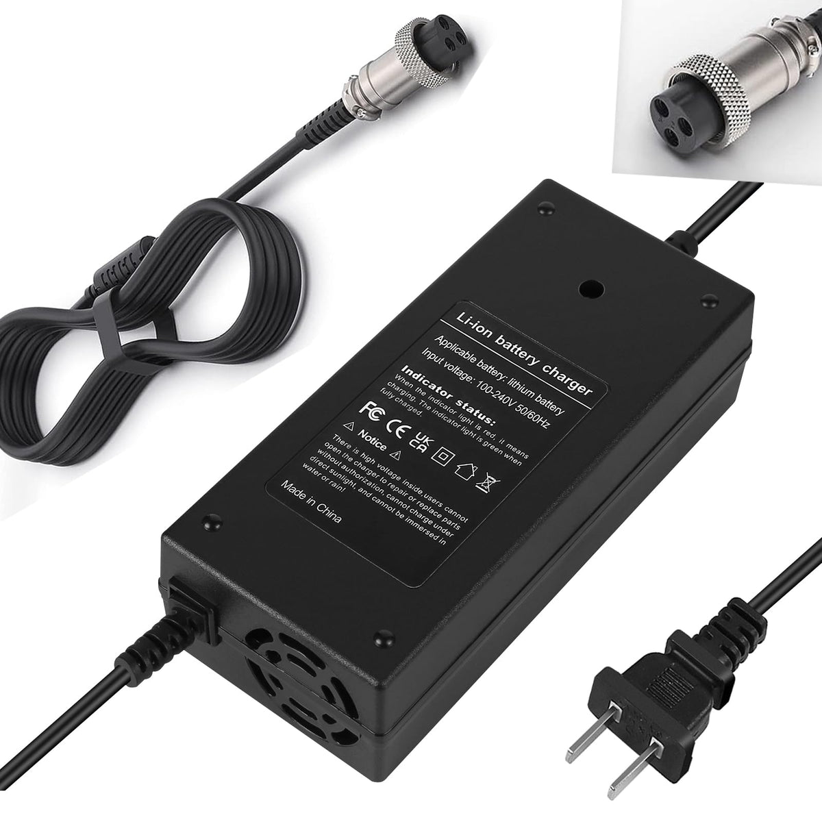 54.6V 2A 3 Prong Scooter Charger for 48V Lithium Battery E2800