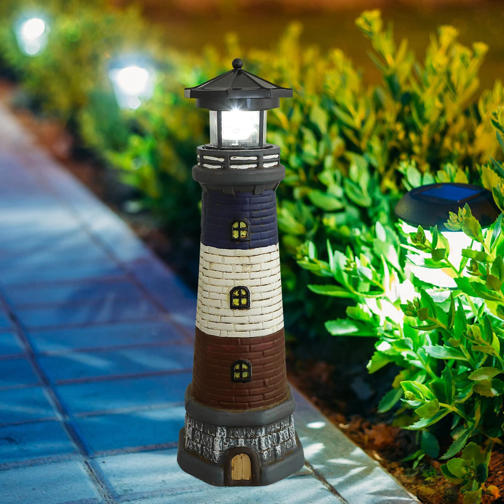 Solar Lighthouse Garden Lights Outdoor Waterproof Resin Statue Lamp U623394