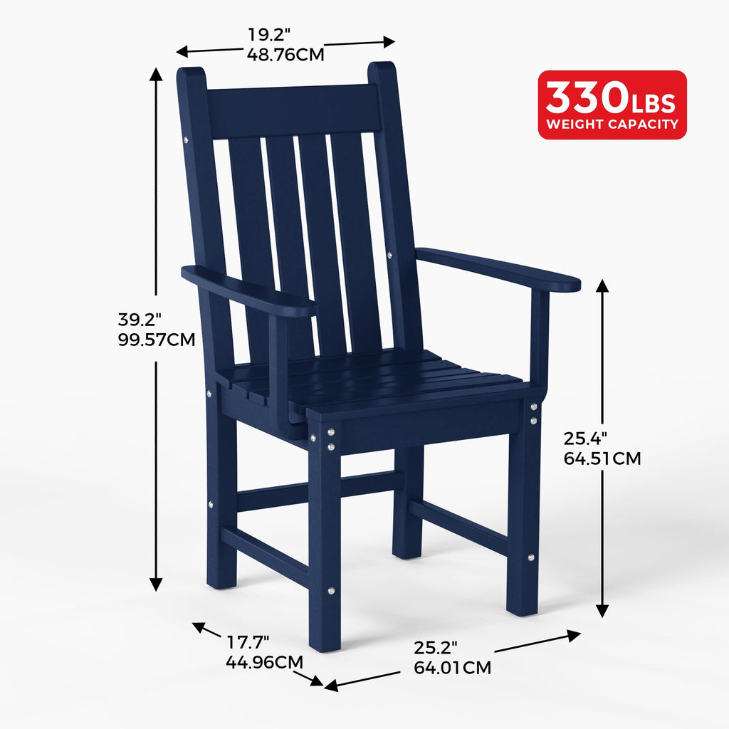 Navy Blue Plastic Outdoor Dining Chair with Arm G671701