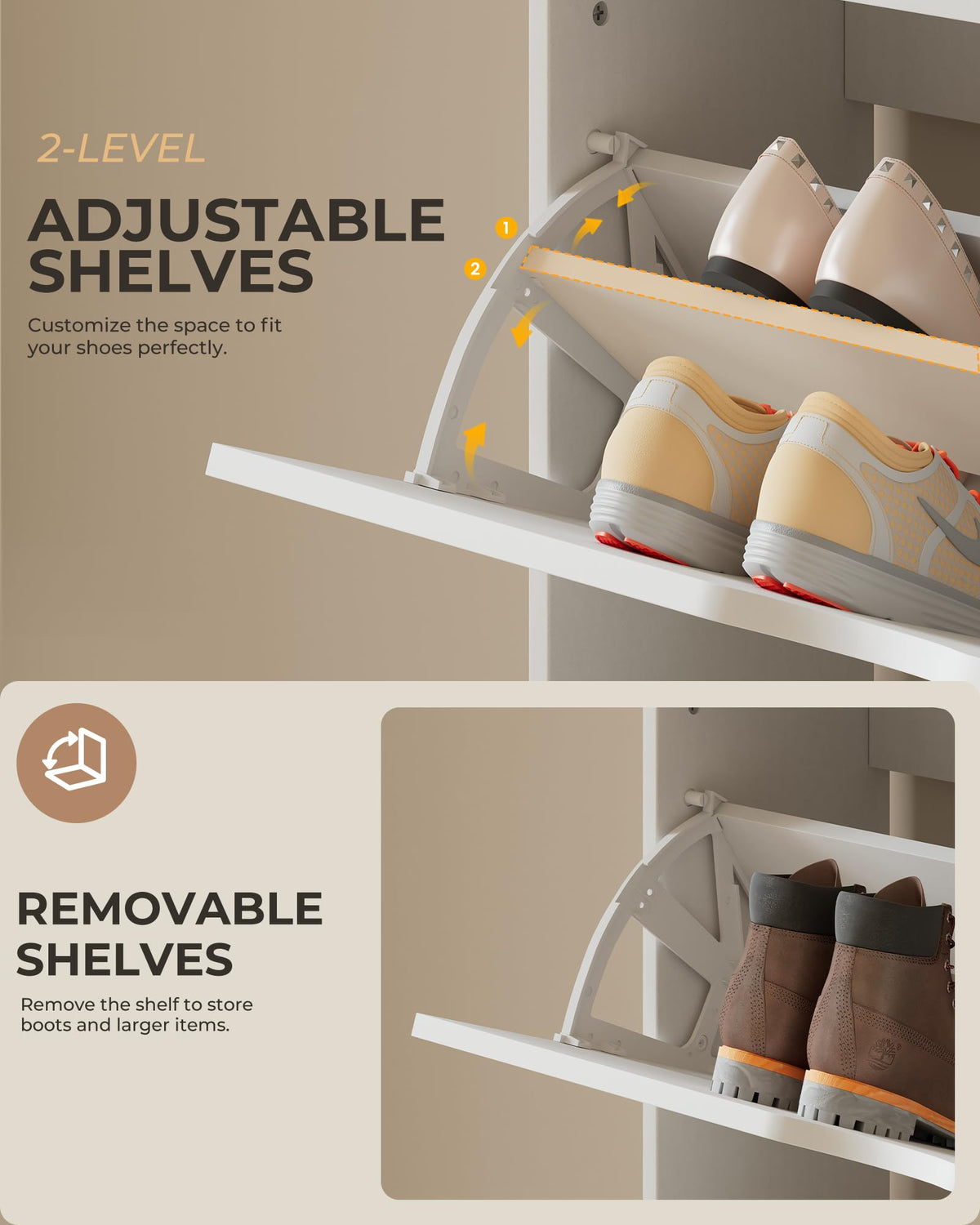 Narrow Shoe Storage Cabinet with 3 Flip Drawers G774