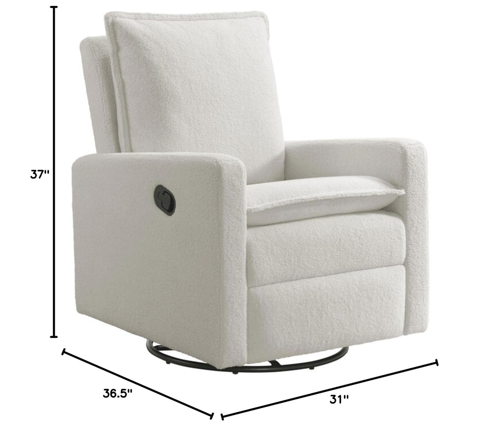 White Boucle Swivel Glider Recliner K77401