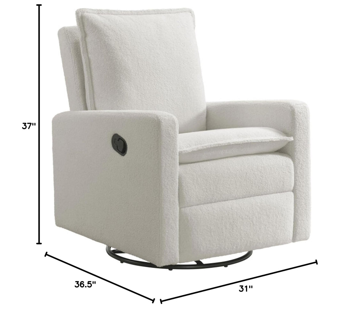 White Boucle Swivel Glider Recliner K77401