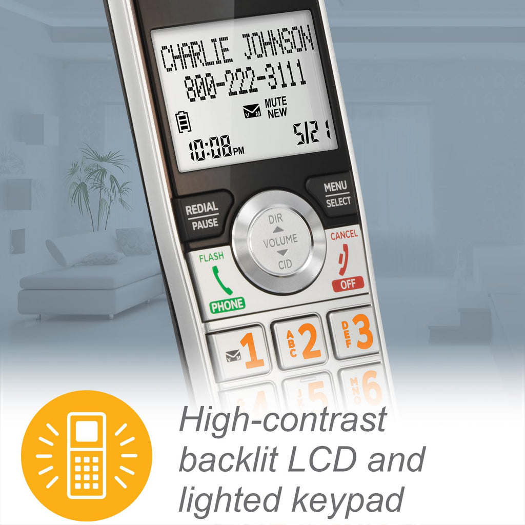Expandable Cordless Phone with Answering System, Silver/Black, 3 Handsets U72002