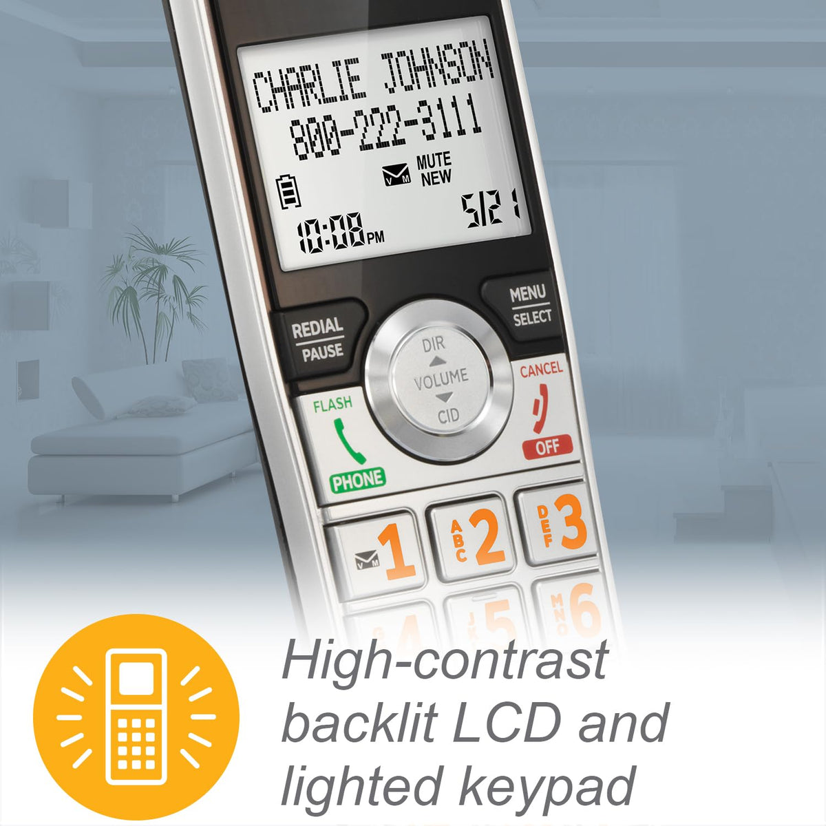 Expandable Cordless Phone with Answering System, Silver/Black, 3 Handsets U72002