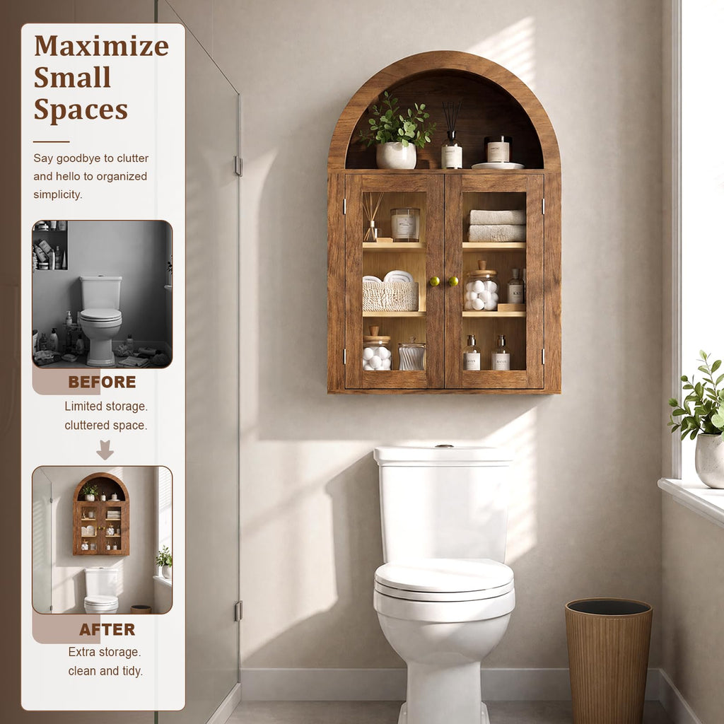 Wall Mount Medicine Cabinet with Glass Doors and Adjustable Shelves R3735