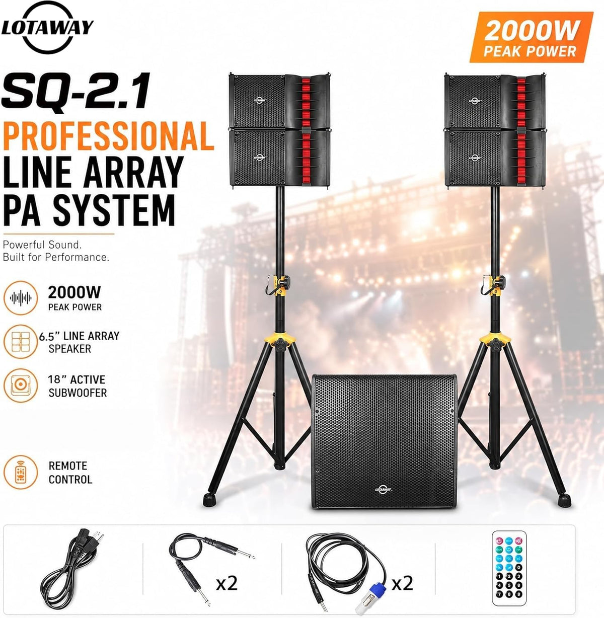 2000W Powered Line Array PA Speaker System with 18 Inch Subwoofer H957