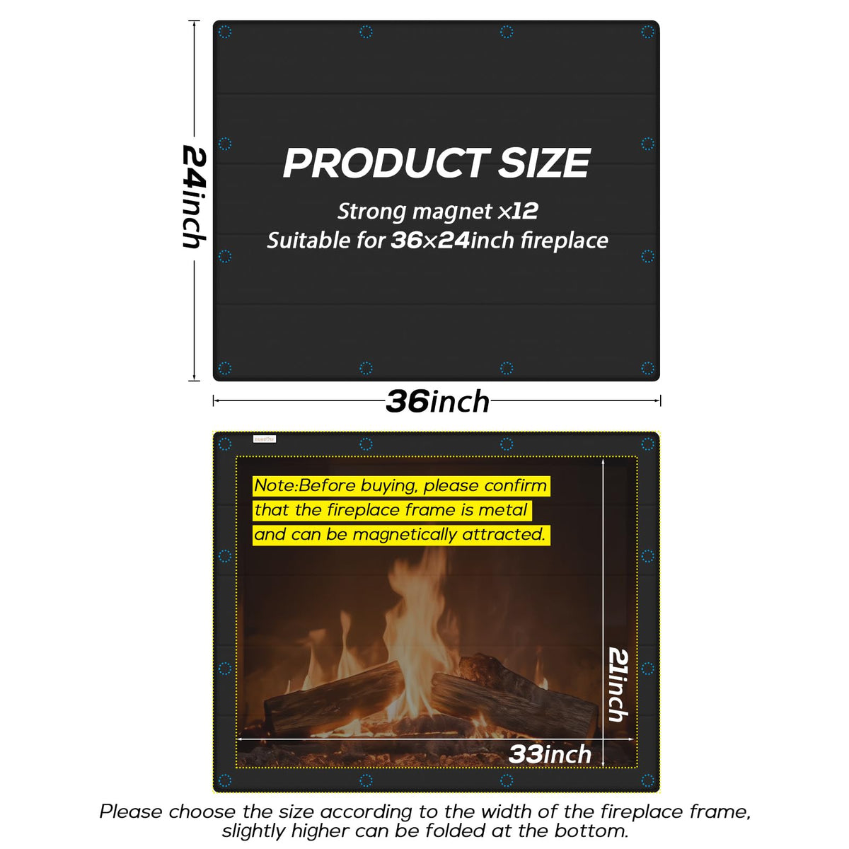 Magnetic Fireplace Cover 36x24 Inch D14347
