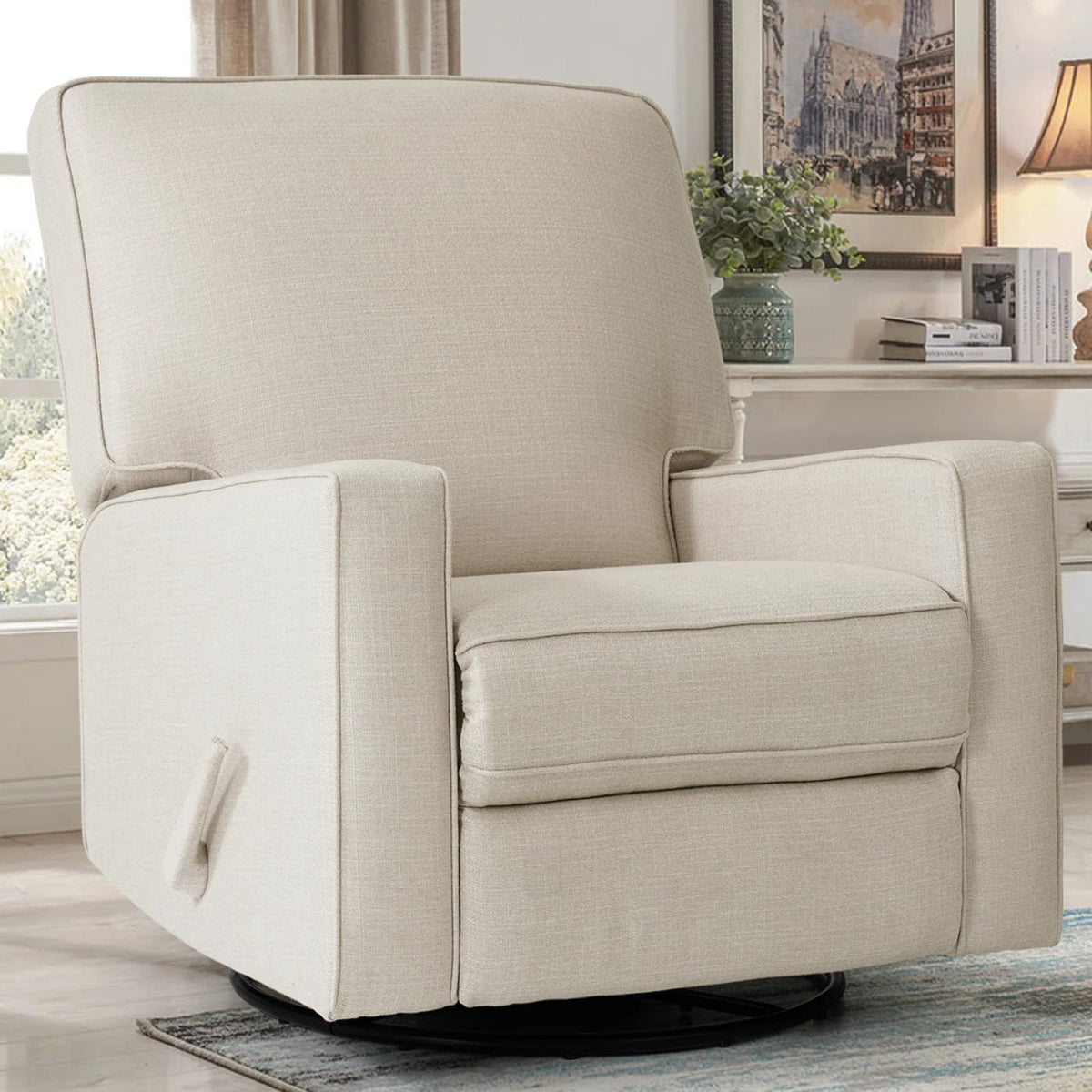Beige Swivel Rocker Recliner Chair Y2902