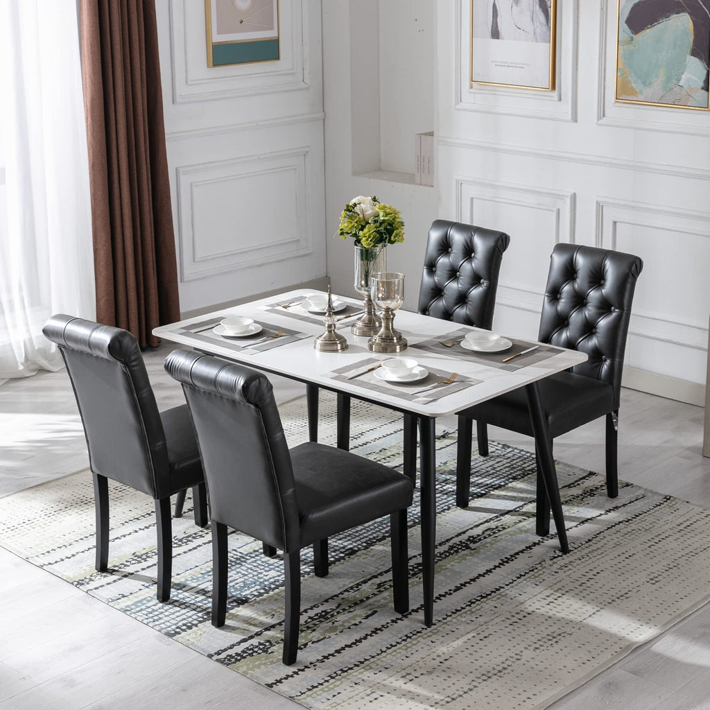 Black PU Leather Upholstered Dining Chairs Set of 4 X788760