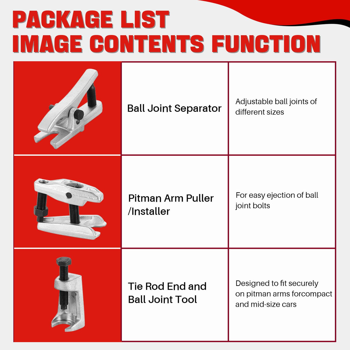 Heavy Duty Disc Brake Caliper Tool Set & Ball Joint Separator Tool Kit I87576