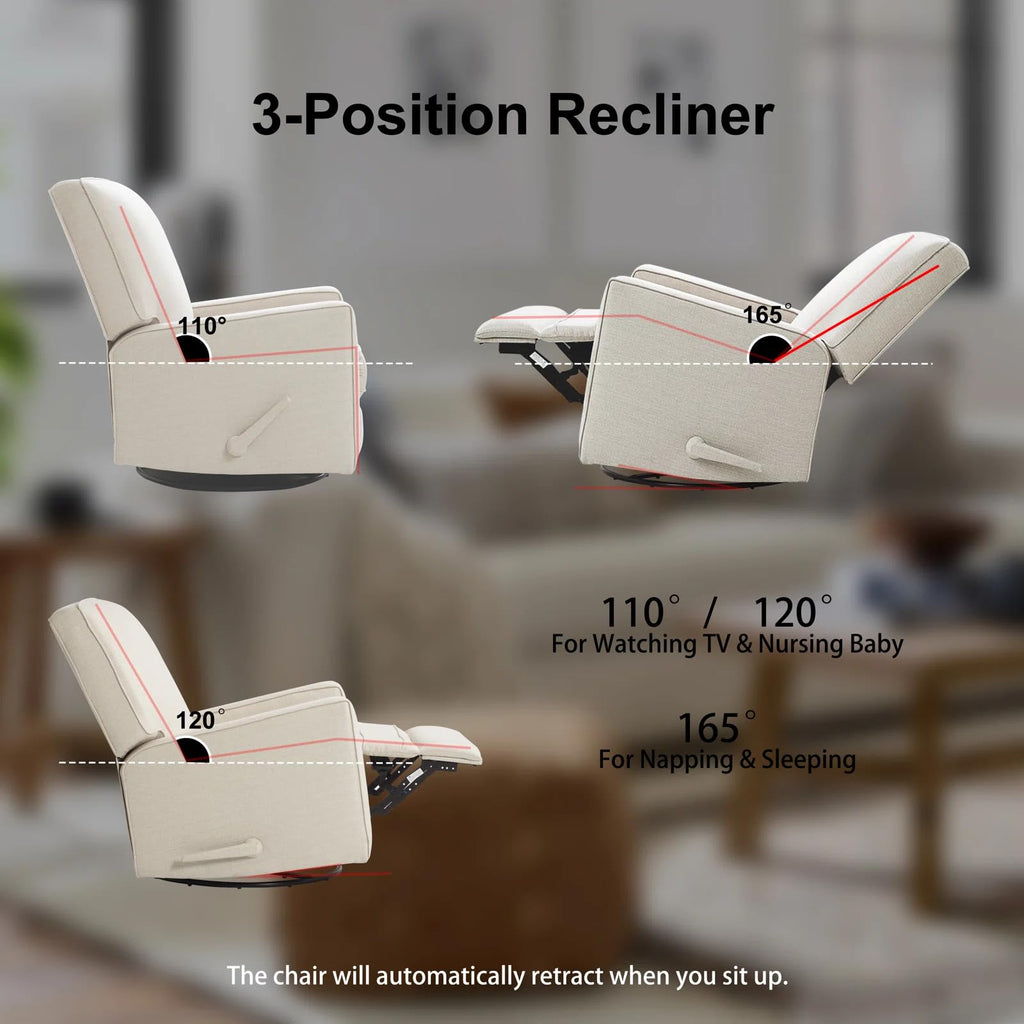 Beige Swivel Rocker Recliner Chair Y2902