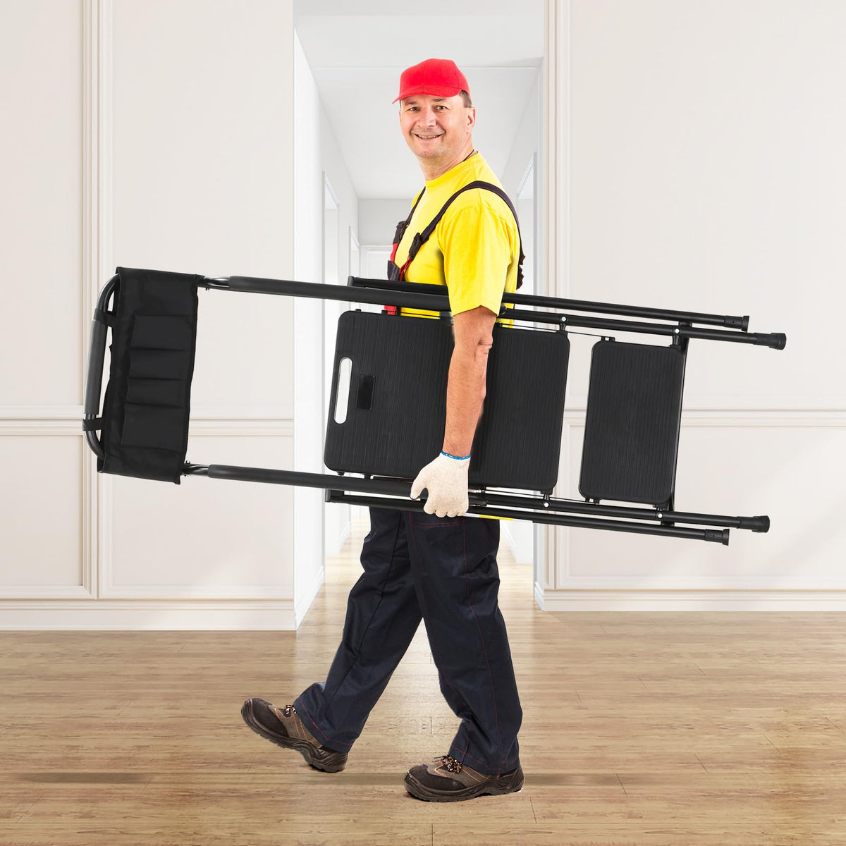 3-Step Ladder with Anti-Slip Platform, 330 lbs Capacity, Steel Frame K555207