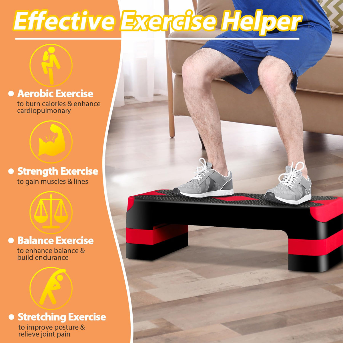 Adjustable Aerobic Stepper with Risers G43031