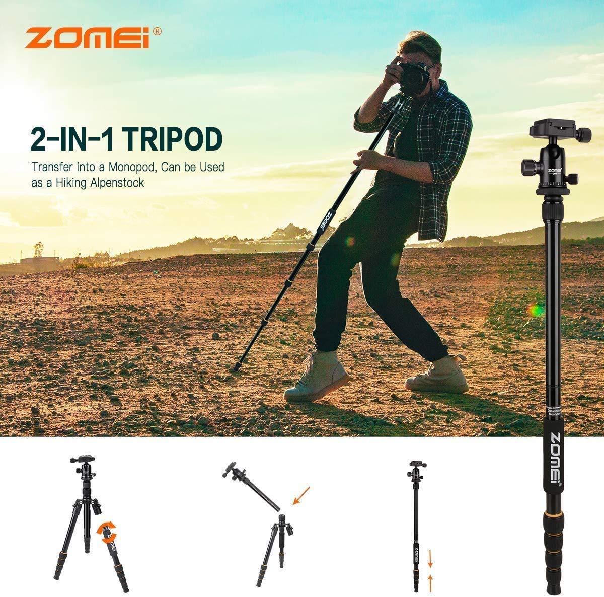 Camera Tripod with Ball Head Quick Release Plate and Carrying Case V774491