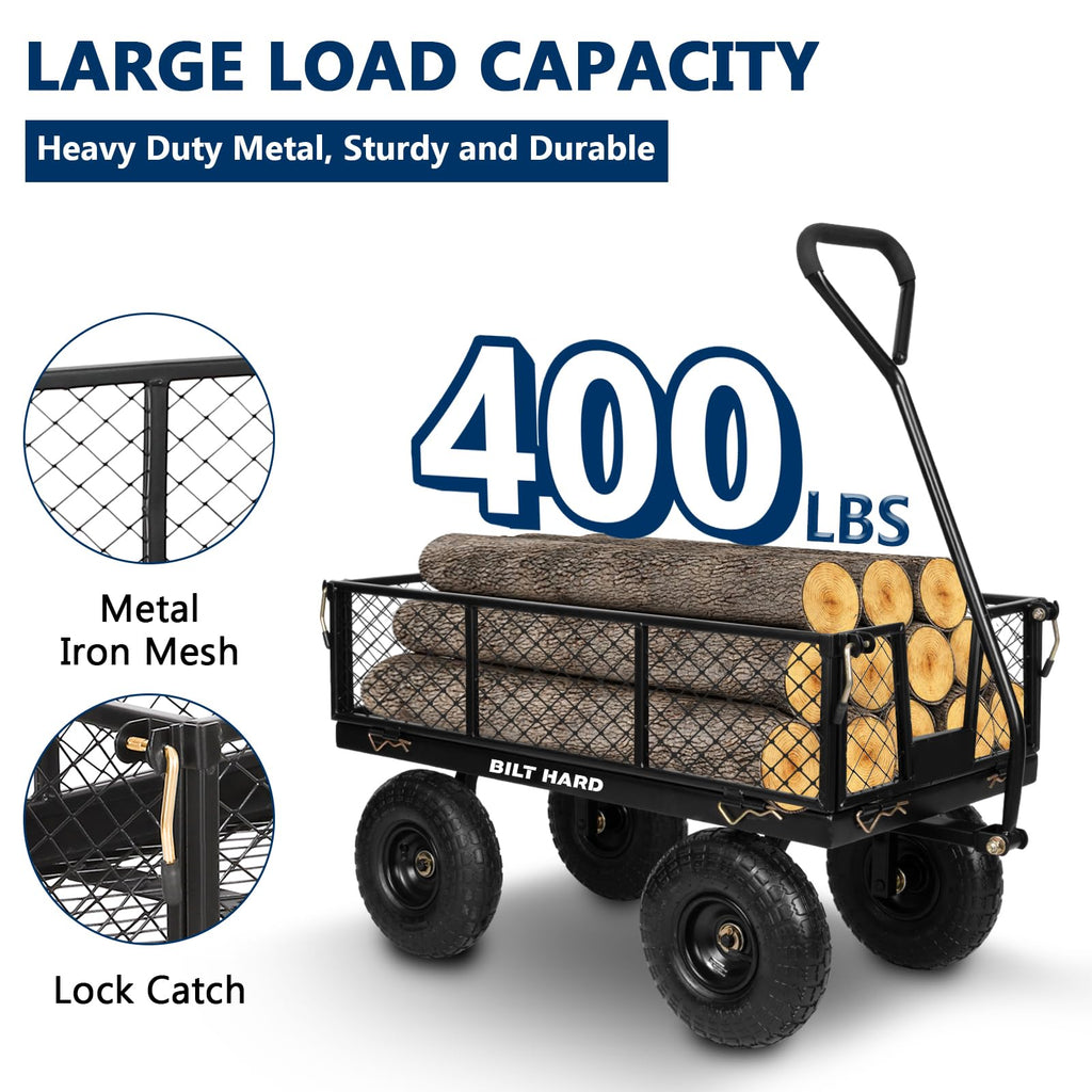 400 Lbs Capacity Mesh Steel Garden Cart with 10" All Terrain Wheels W93345