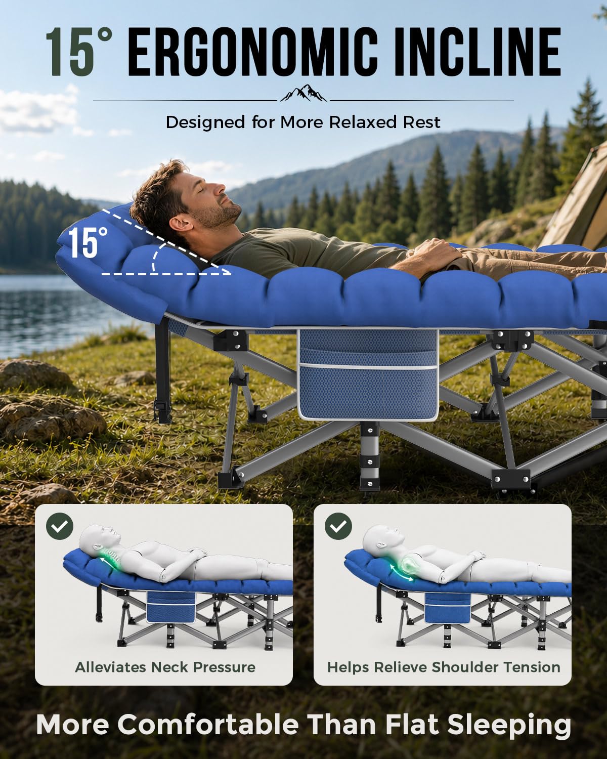32in XXL Folding Camping Cot with Mattress S7265