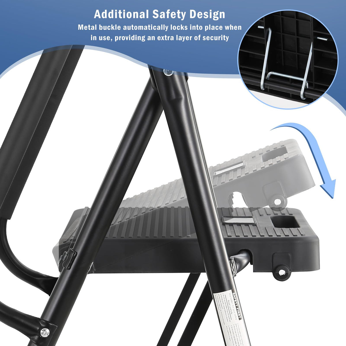 3-Step Ladder with Anti-Slip Platform, 330 lbs Capacity, Steel Frame K555207