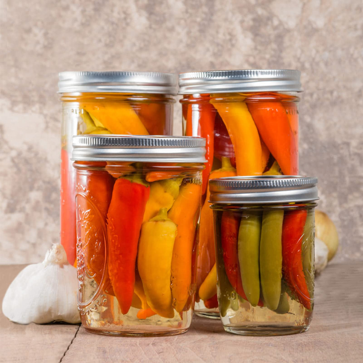 16 oz 6 Pack Wide Mouth Glass Mason Jars with Airtight Lids M1659